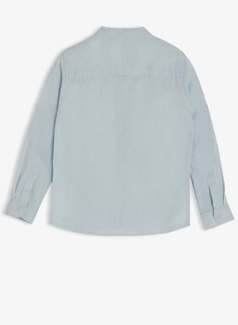 Ripples Boys Linen Blend Chinese Collar Shirt